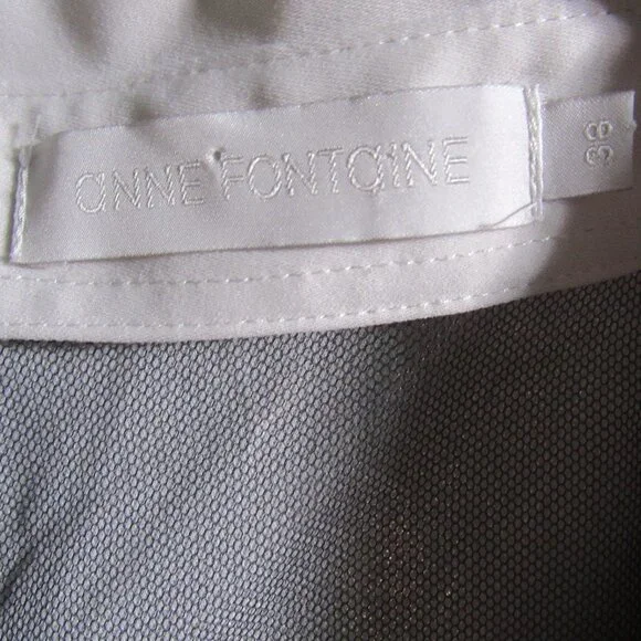 Anne Fontaine Black White Scalloped Mesh Sheer Center Blouse 38 US 6 - Picture 4 of 7